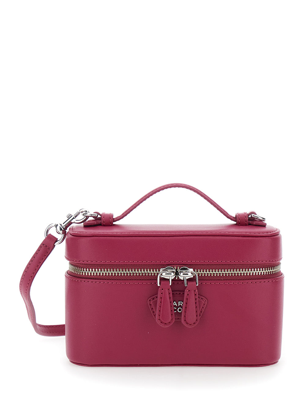 Shoulder Bag The Vanity with Removable Strap and Logo Lettering on Front in Pink Leather for Women Split Cow Crossbody