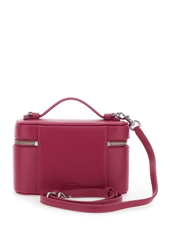 Shoulder Bag The Vanity with Removable Strap and Logo Lettering on Front in Pink Leather for Women Split Cow Crossbody