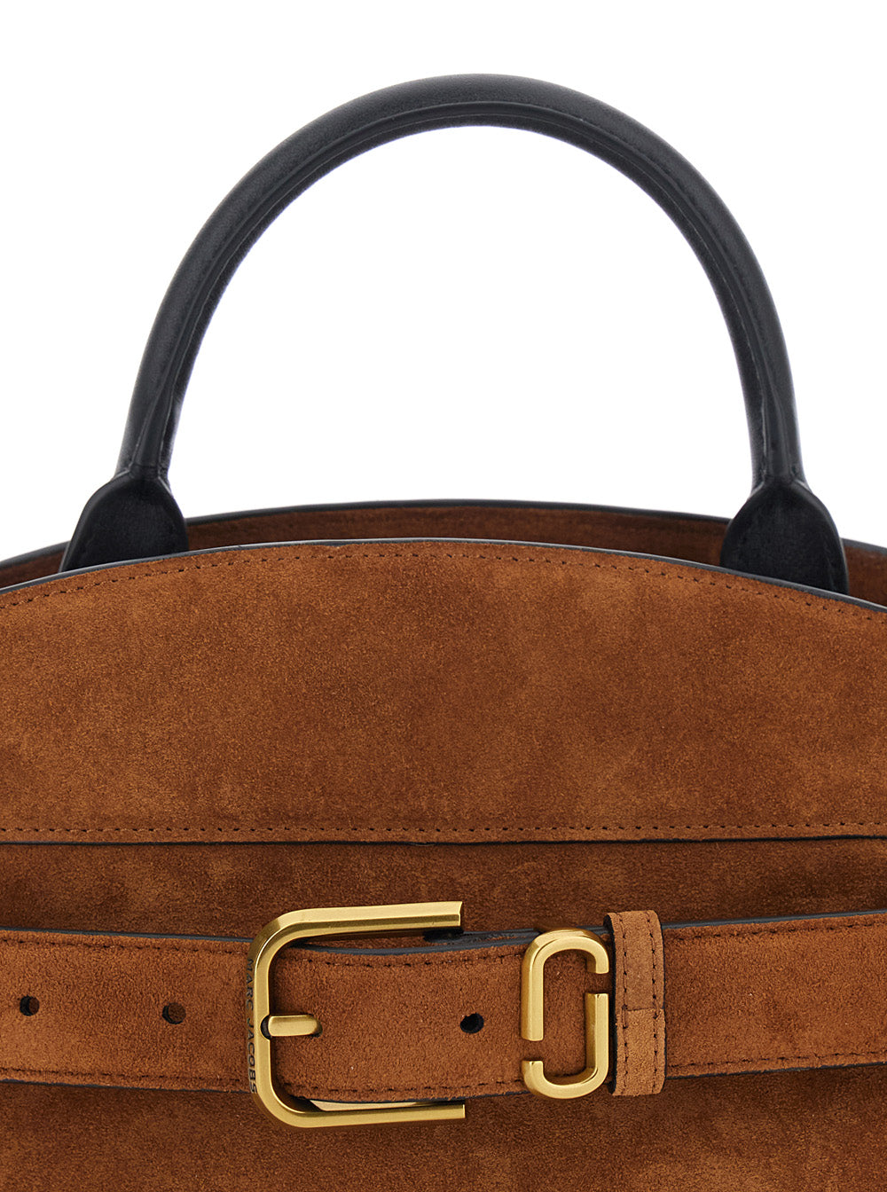 Handbag The Satchel Dakota Small with Logo Imprinted on Back and Closure Brown Suede Belt for Women Cow Leather Hand Bags