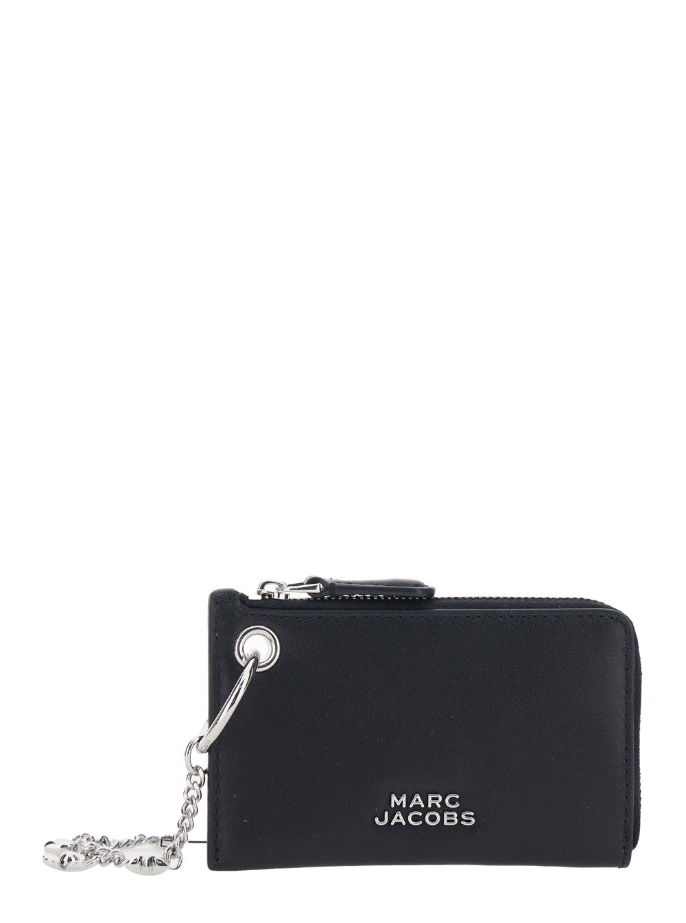 Cardholder The Coin Purse Charm with Detail and Logo Lettering on Front in Black Leather for Women Split Cow Products