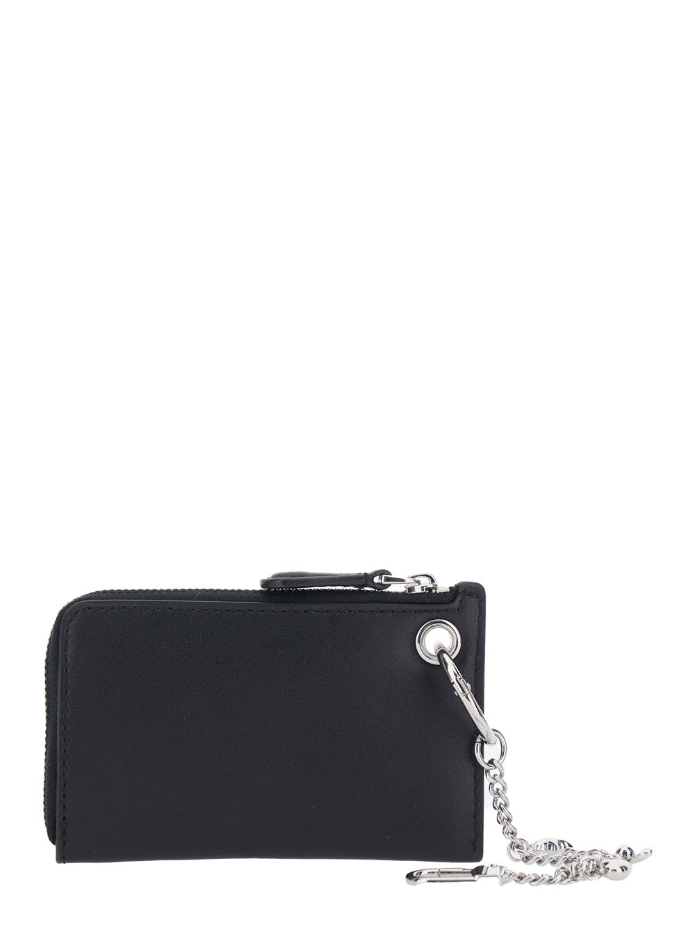 Cardholder The Coin Purse Charm with Detail and Logo Lettering on Front in Black Leather for Women Split Cow Products