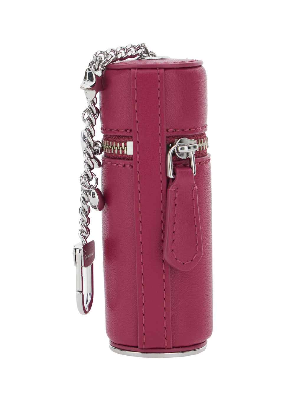 Keychain The Lipstick Case Charm with Pendants and Logo Holder in Blend Leather Pink Brass for Women Split Cow Accessory