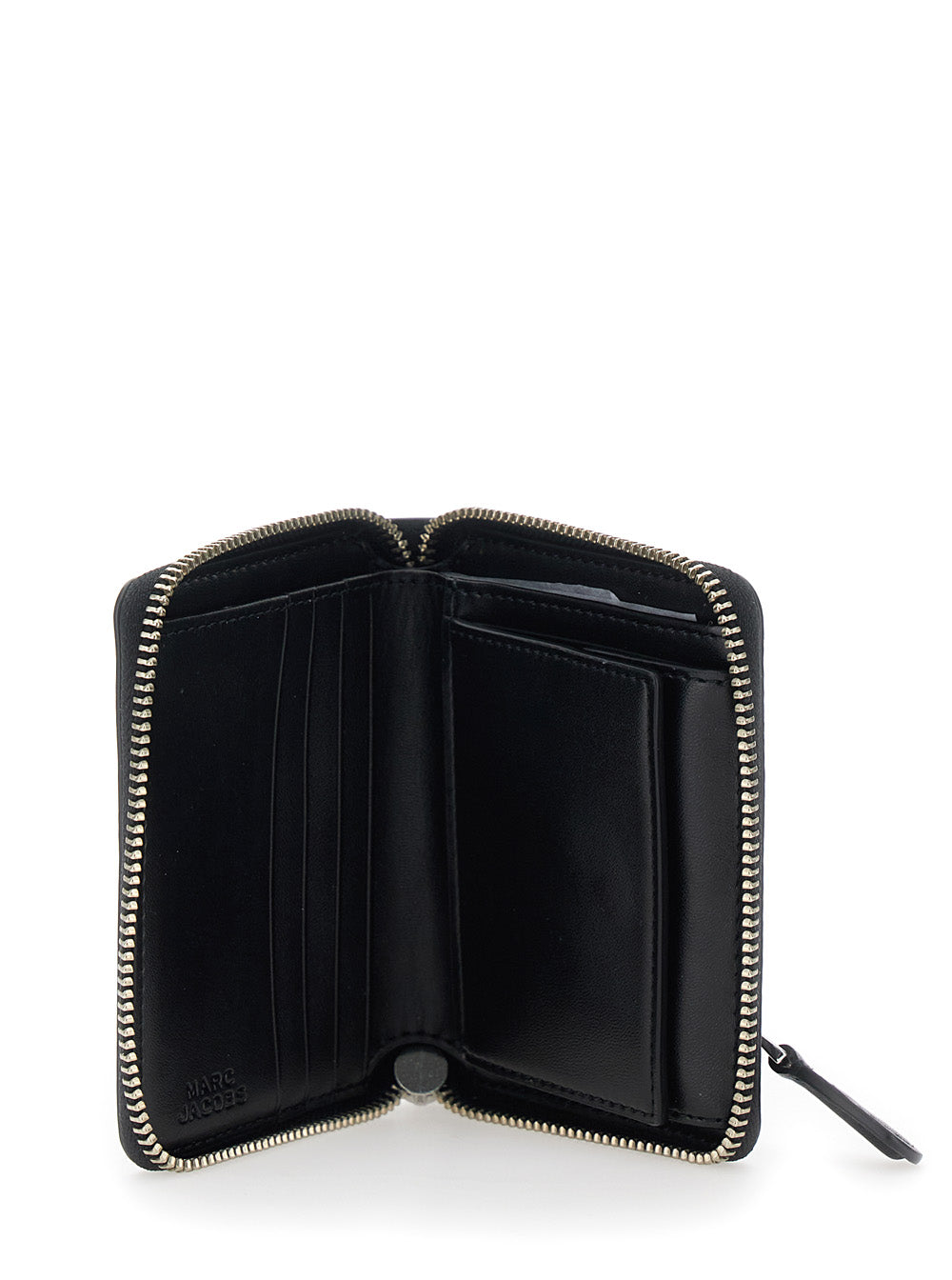 Wallet The Slim Compact with Logo Lettering on Front in Black Leather for Women Split Cow Products