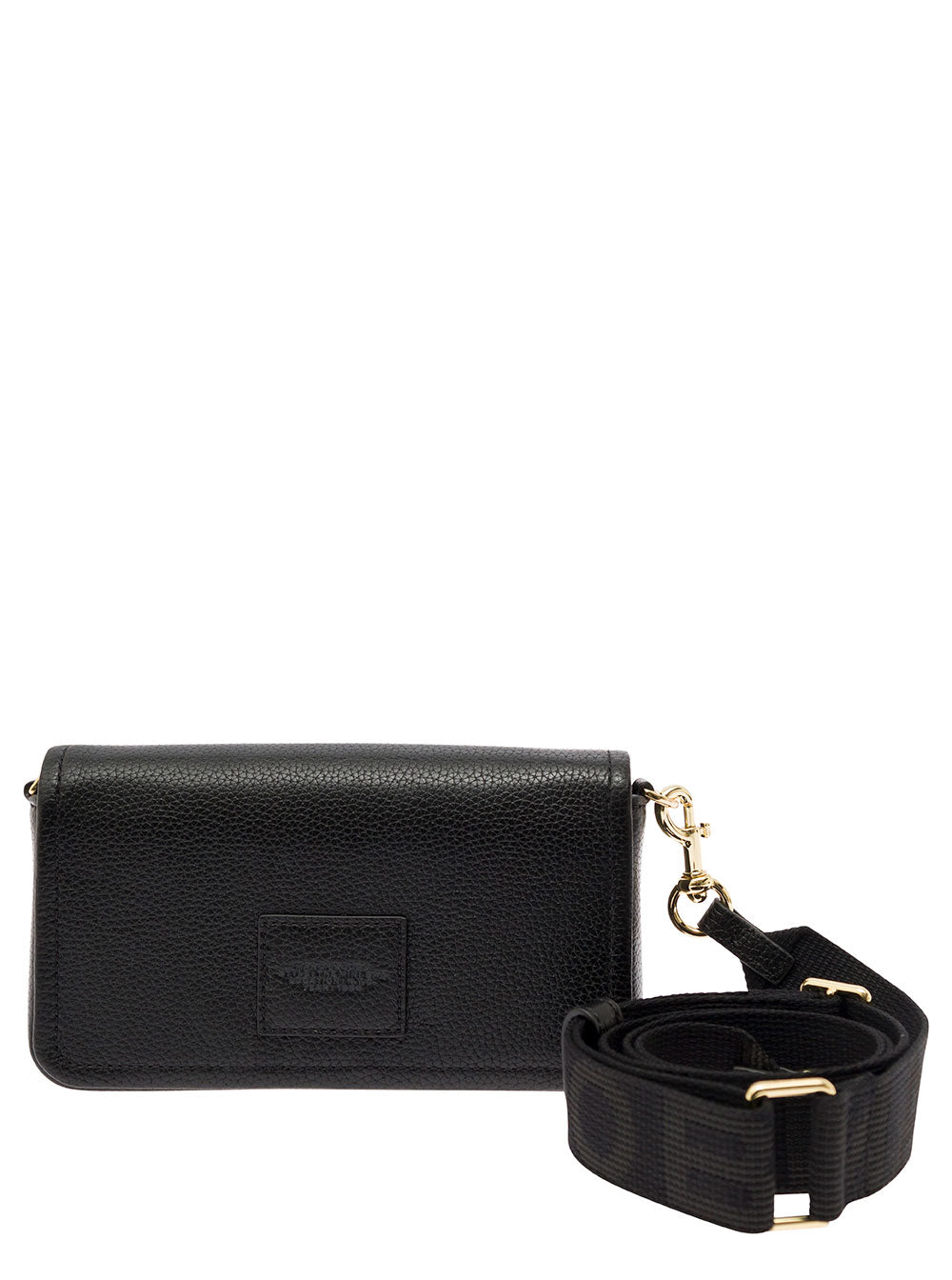 Mini Crossbody Bag with Engraved Logo in Black Pebbled Leather for Women Cow