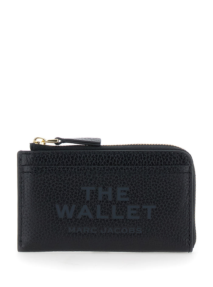 Black Hammered Leather Wallet with Logo and Clasp Products