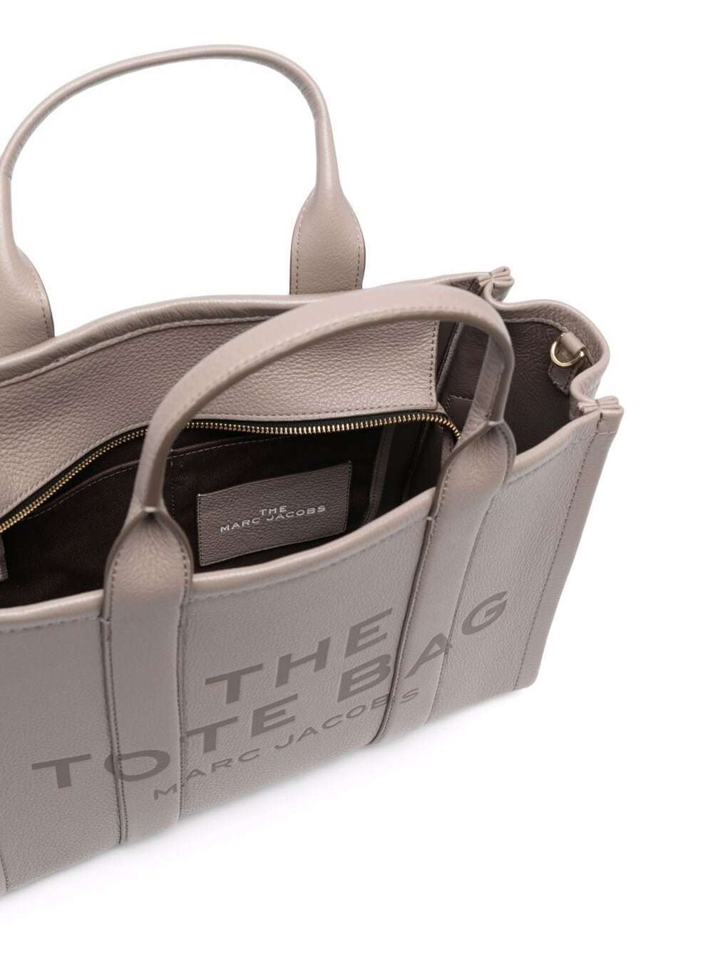 The Tote Bag Medium with Hammered Leather Logo Beige Women Cow Hand