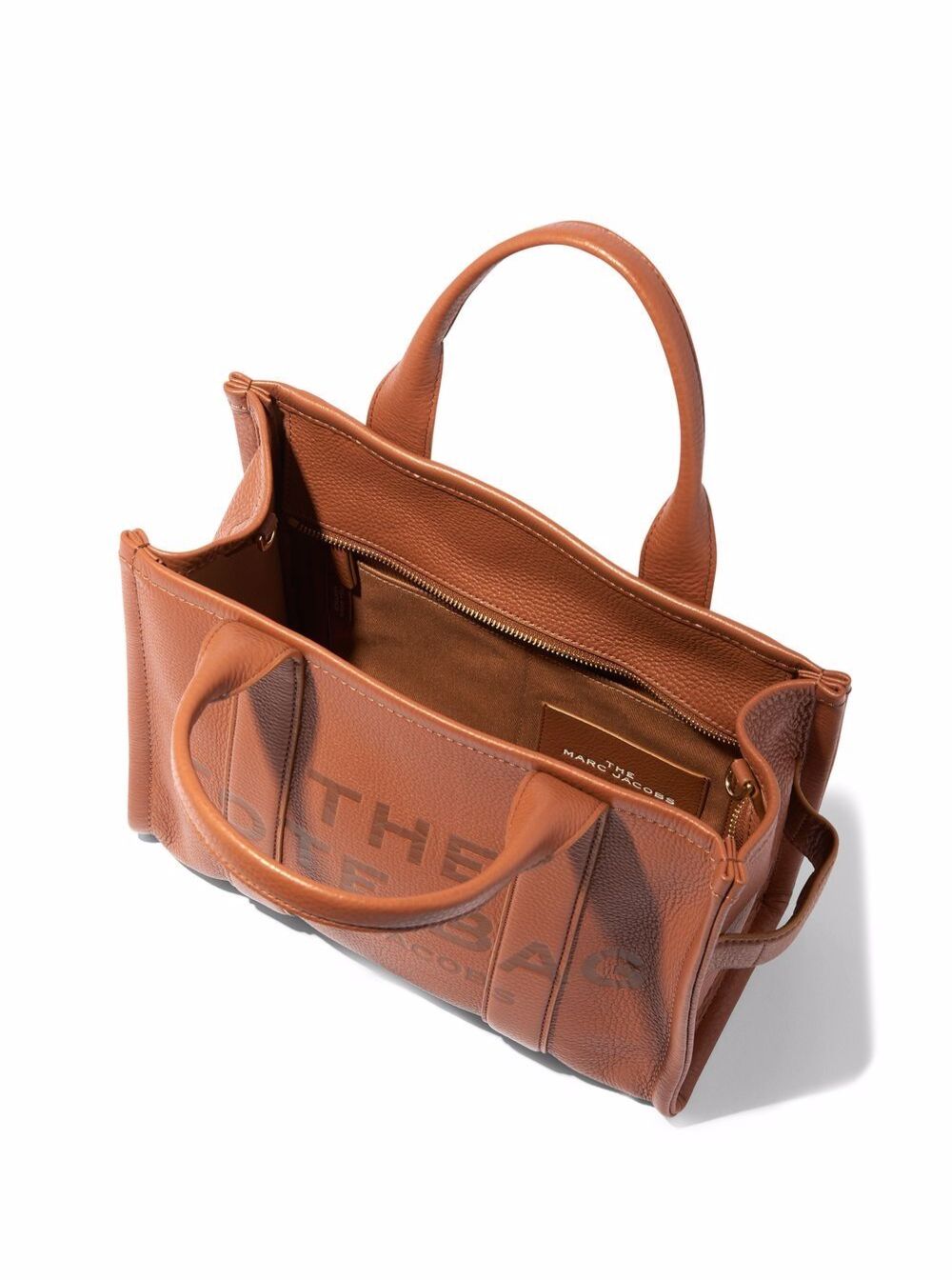 The Tote Bag Medium with Logo in Brown Hammered Leather for Women Cow Hand