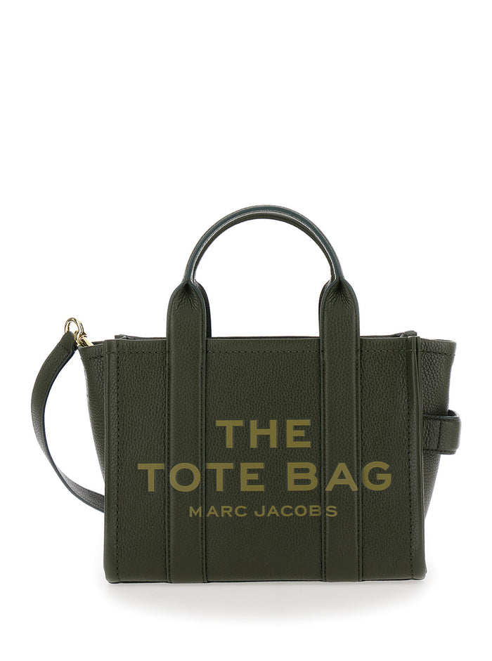 The Tote Bag Media in Green Hammered Leather for Women Cow Hand