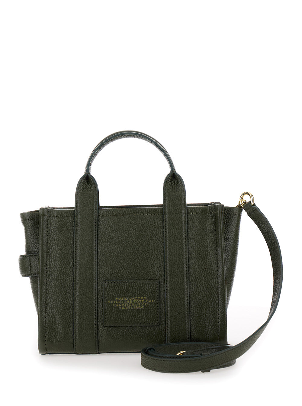The Tote Bag Media in Green Hammered Leather for Women Cow Hand