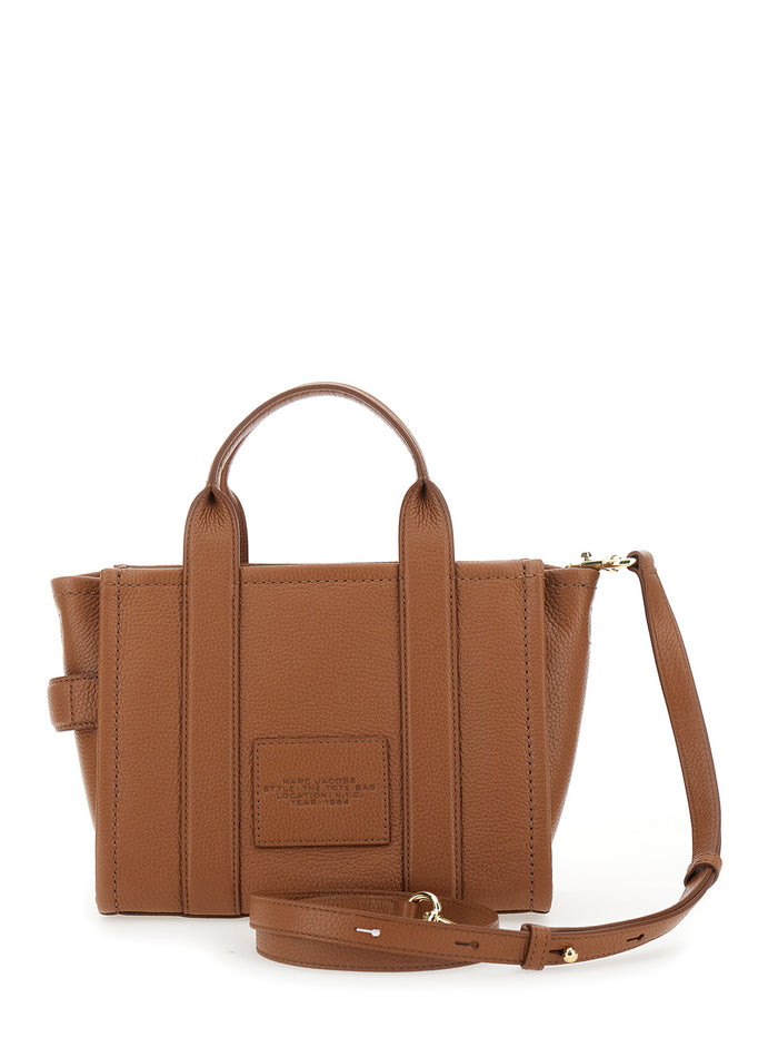 The Small Tote Bag with Brown Hammered Leather Logo for Women Cow Hand