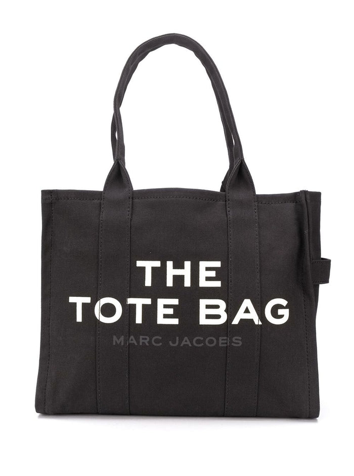 Tote Bag The Large with Contrast Logo Print in Black Cotton for Women Shoulder