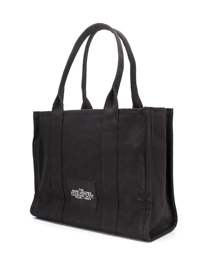Tote Bag The Large with Contrast Logo Print in Black Cotton for Women Shoulder
