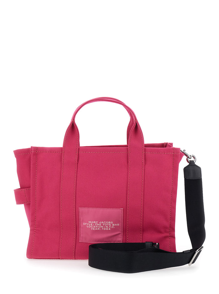 Tote bag The Medium with Contrast Logo Print in Pink Cotton for Women Hand