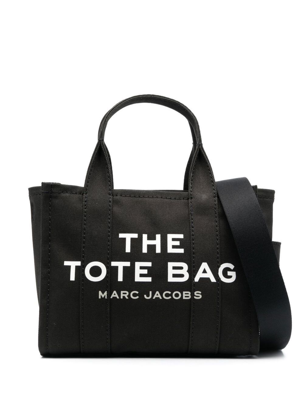Handbag The Small Tote with Logo lettering on front in Black Cotton for Women Hand Bags