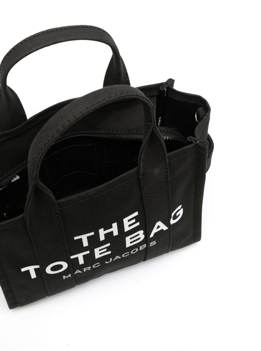 Handbag The Small Tote with Logo lettering on front in Black Cotton for Women Hand Bags