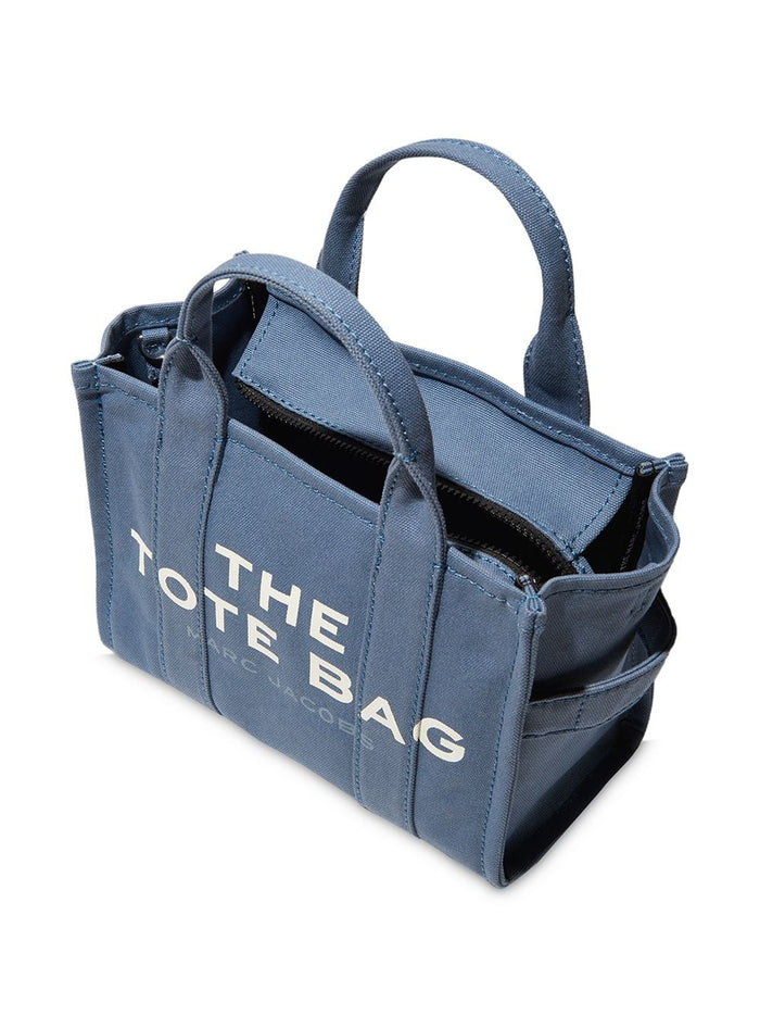 Handbag Mini Tote Traveler with Logo in Blue Fabric for Women Light Cotton Hand Bags