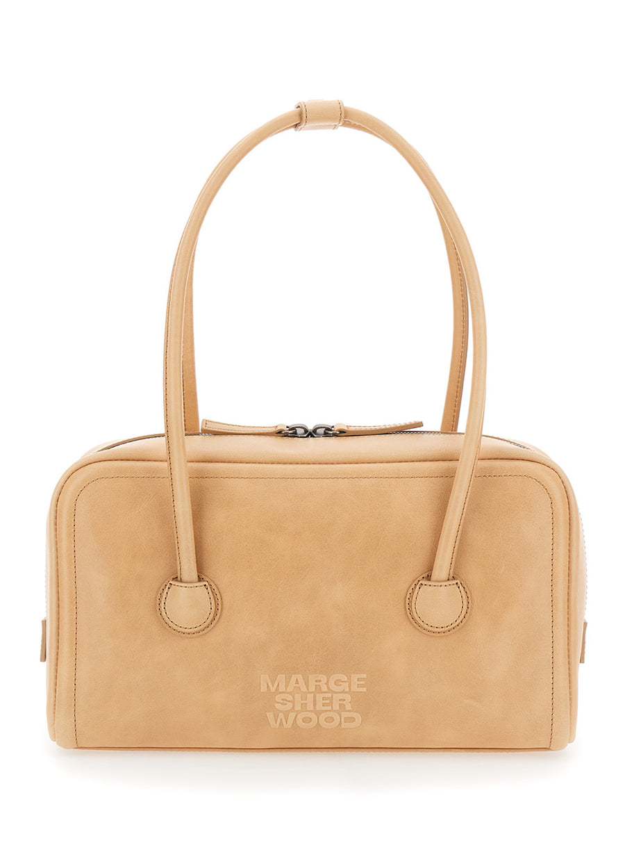 Shoulder Bag Soft Boston Beige Leather Cow