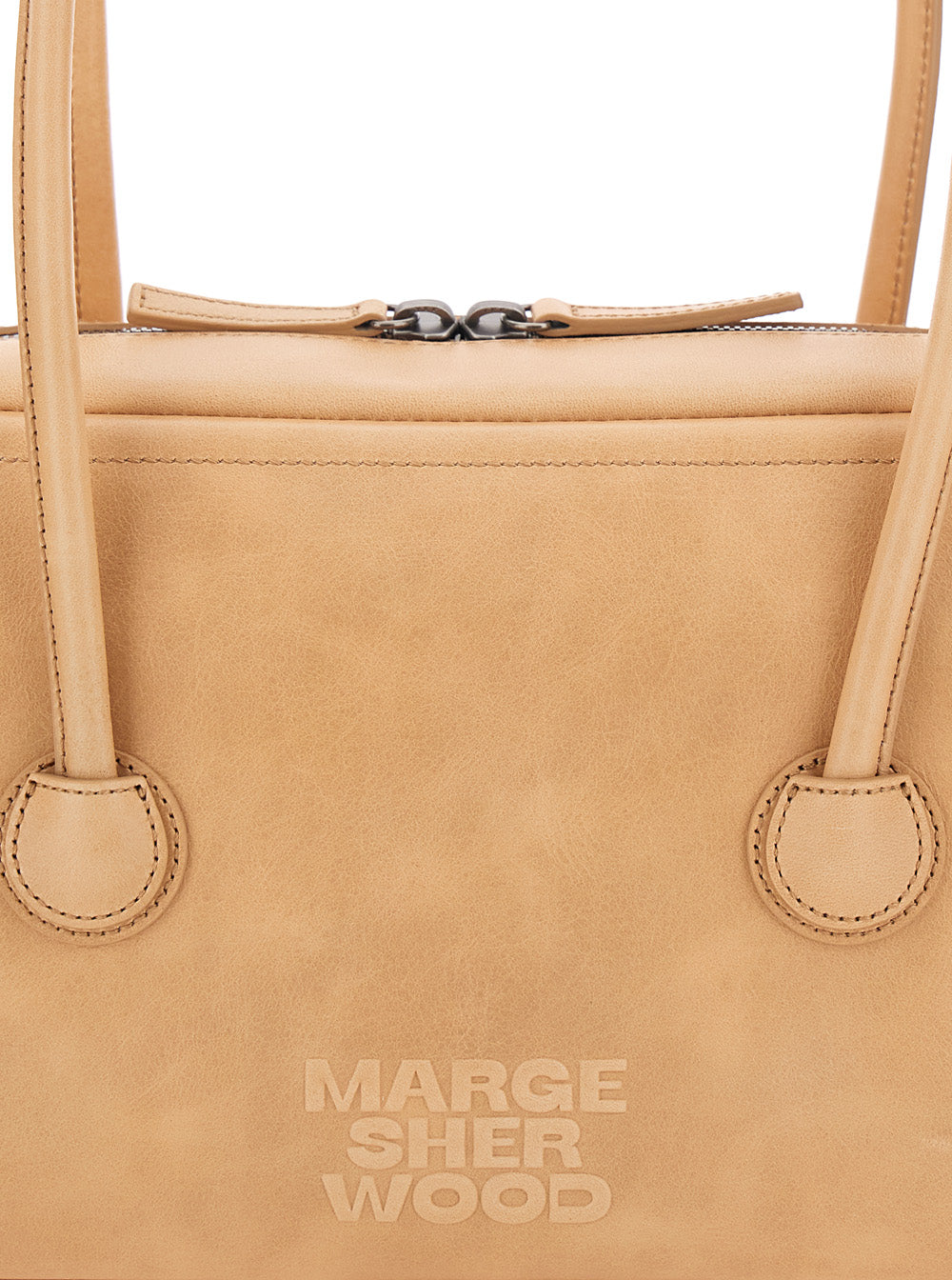 Shoulder Bag SOFT BOSTON SMALL with elegant design in Beige Leather for Women Cow