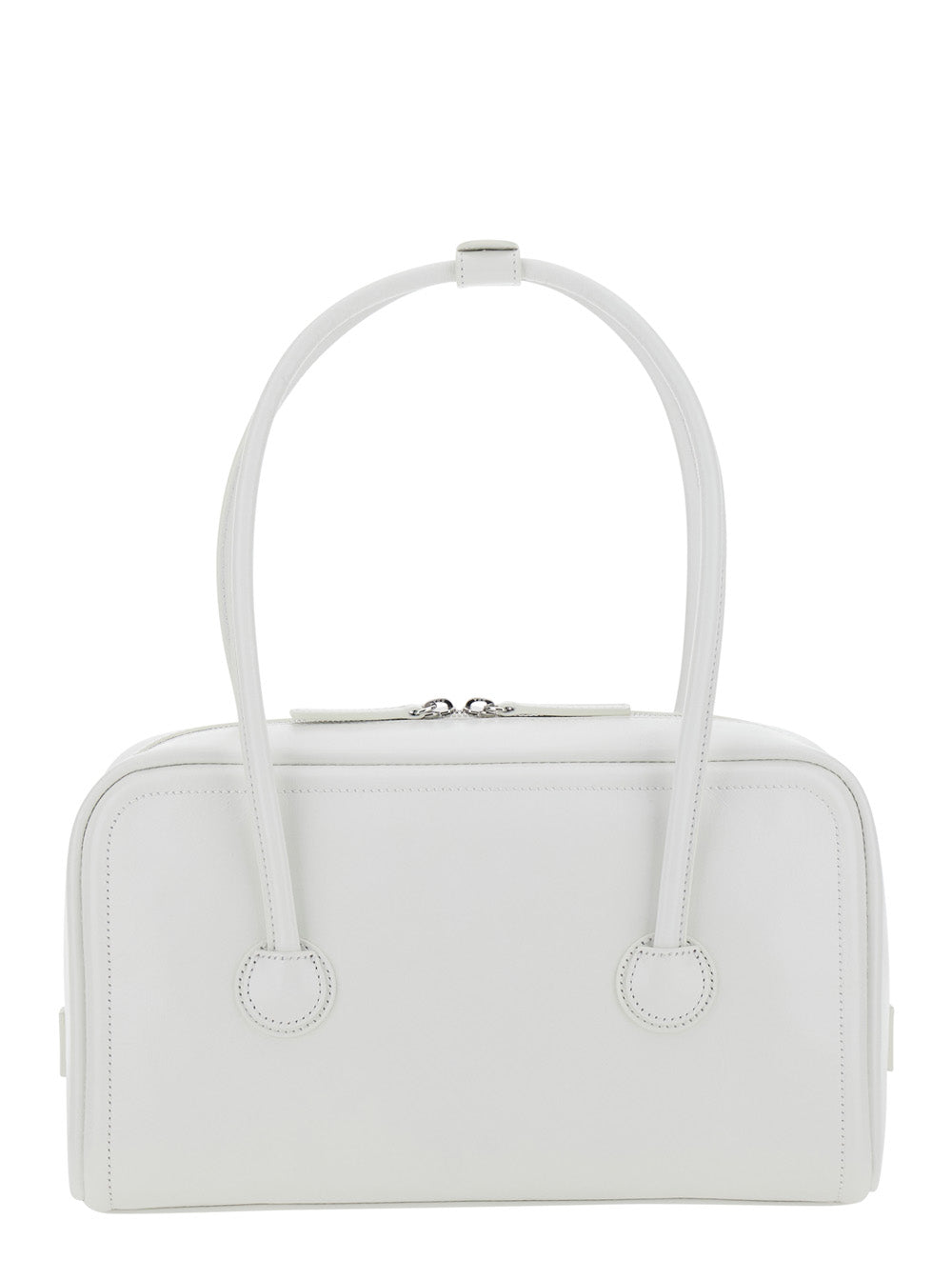 Shoulder Bag SOFT BOSTON SMALL with White Leather Details for Women Cow