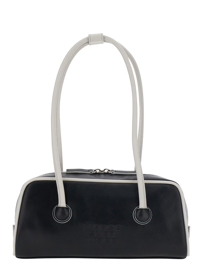 SOFT BAGUETTE (PIPING) Black Cow Leather Shoulder Bags