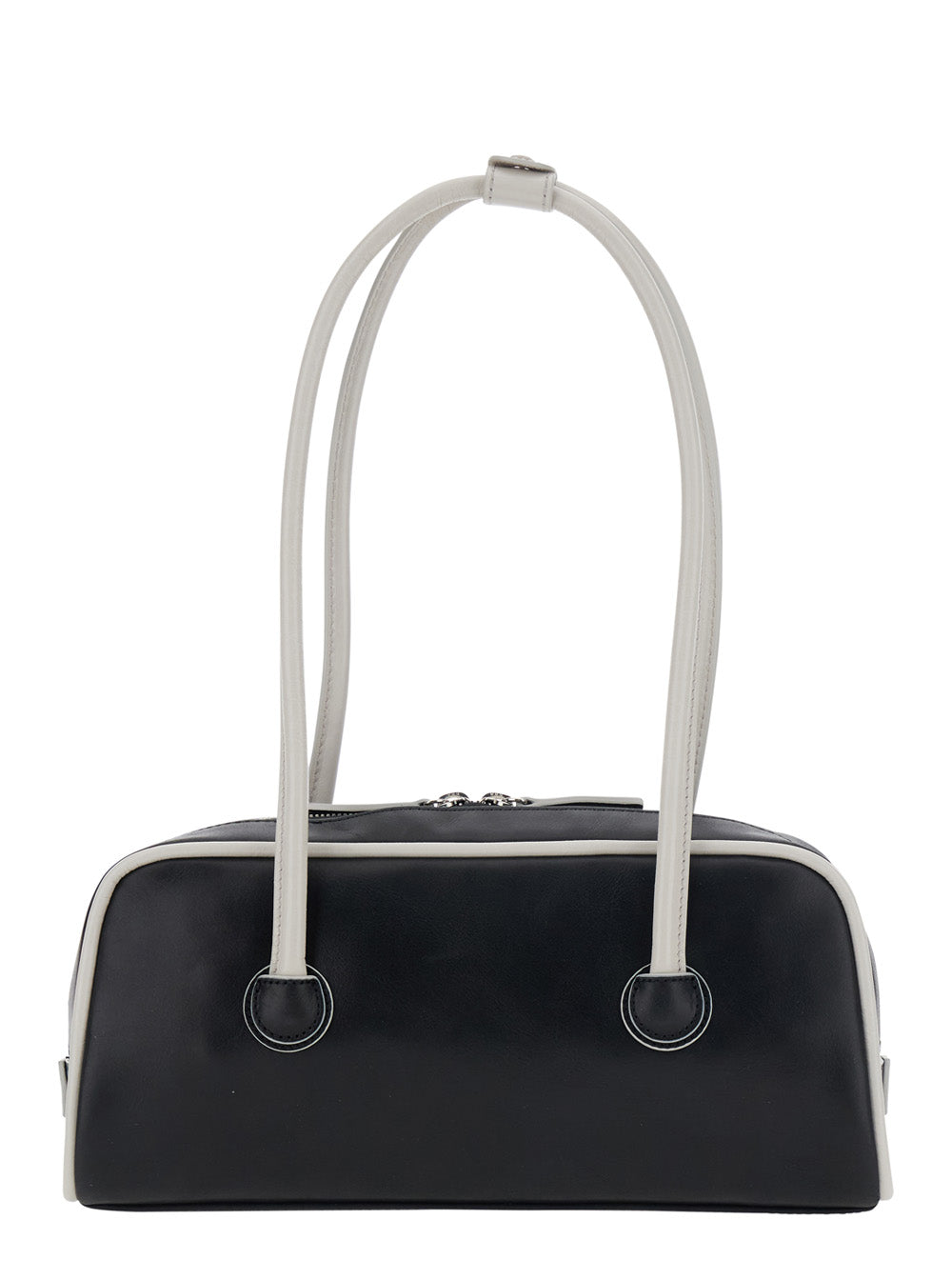 SOFT BAGUETTE (PIPING) Black Cow Leather Shoulder Bags