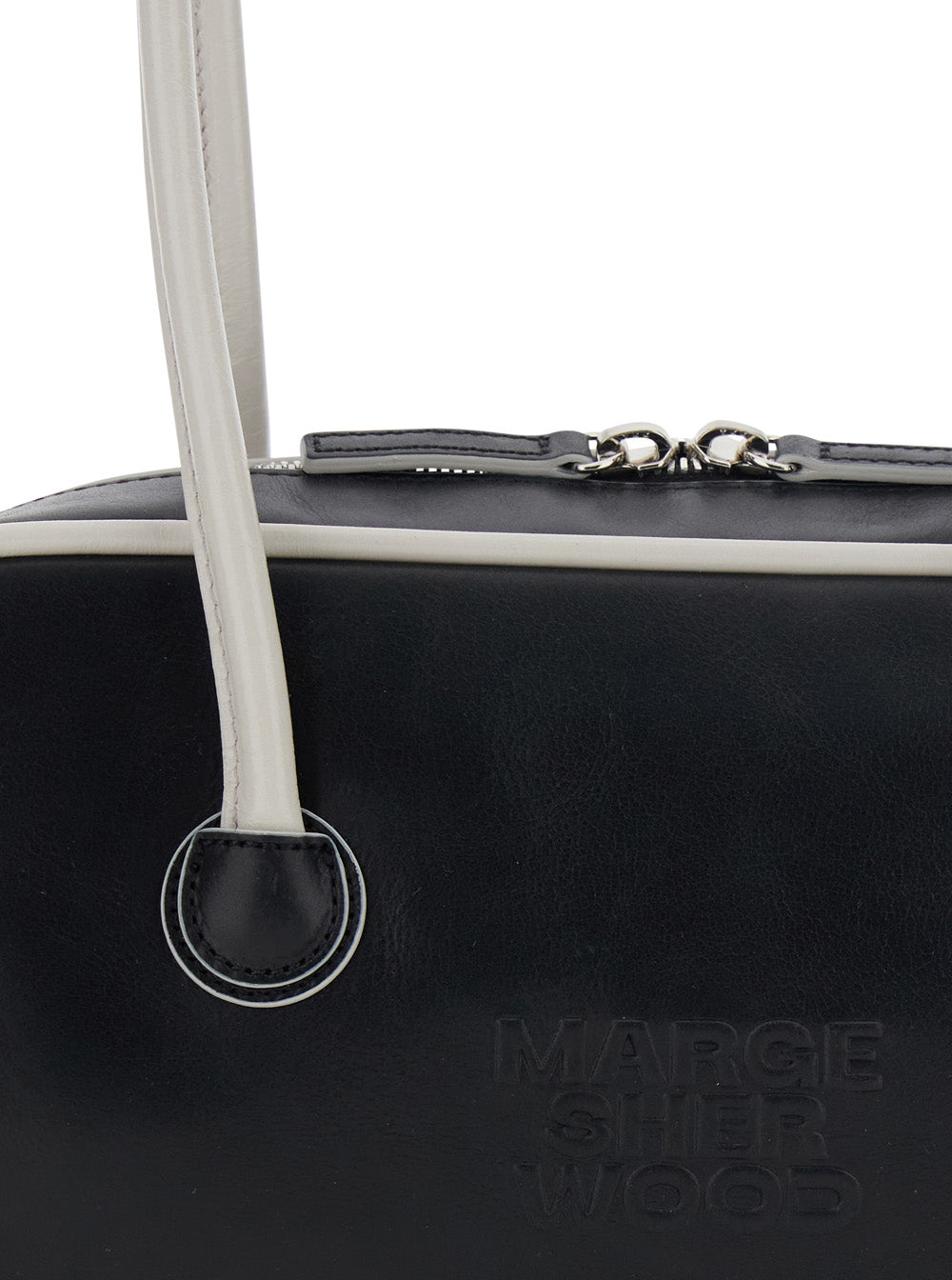 SOFT BAGUETTE (PIPING) Black Cow Leather Shoulder Bags