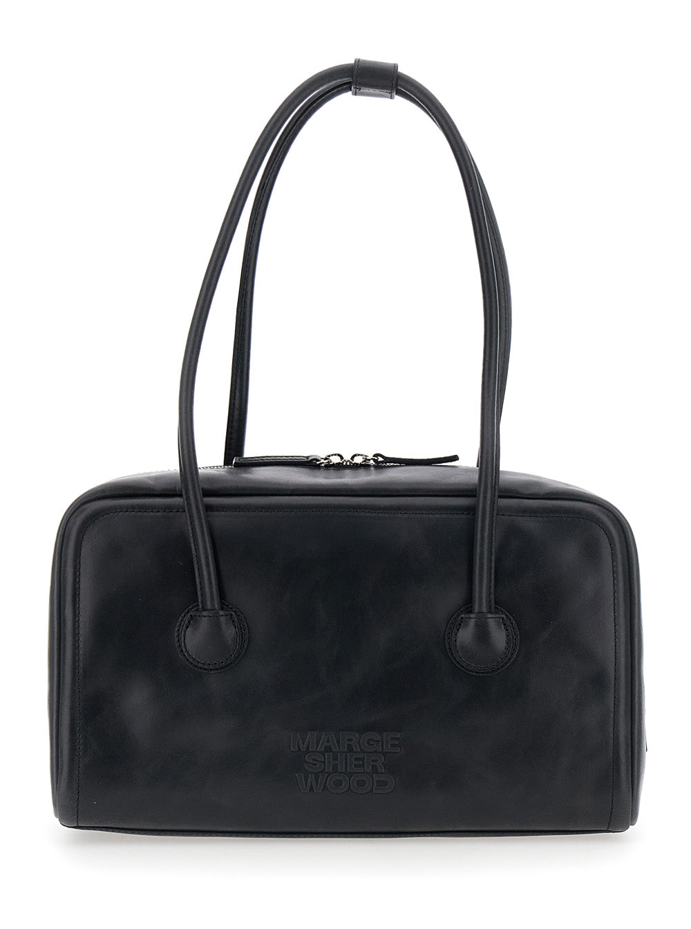 Shoulder Bag SOFT BOSTON with simple design in black leather for women Cow