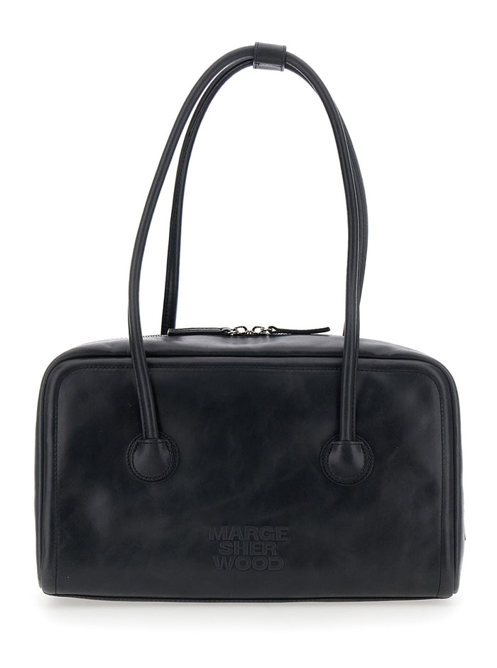 Shoulder Bag SOFT BOSTON with simple design in black leather for women Cow