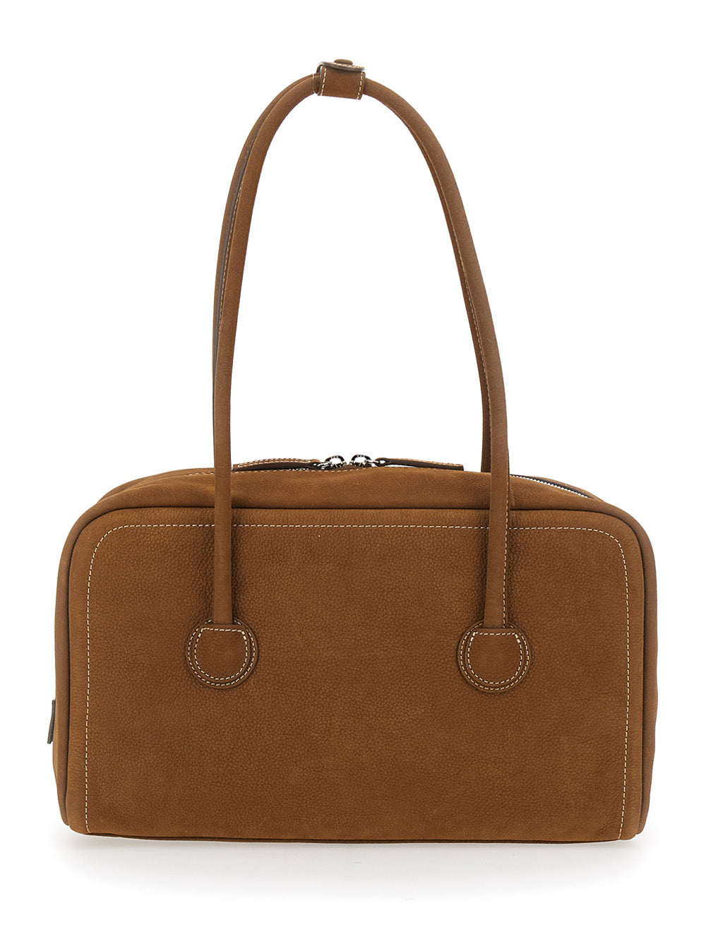 Shoulder Bag SOFT BOSTON with Brown Leather Top Closure for Women Cow