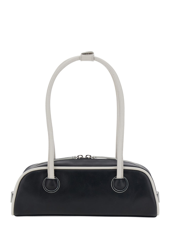 Shoulder Bag SOFT BAGUETTE MINI (PIPING) in Black Leather for Women Cow