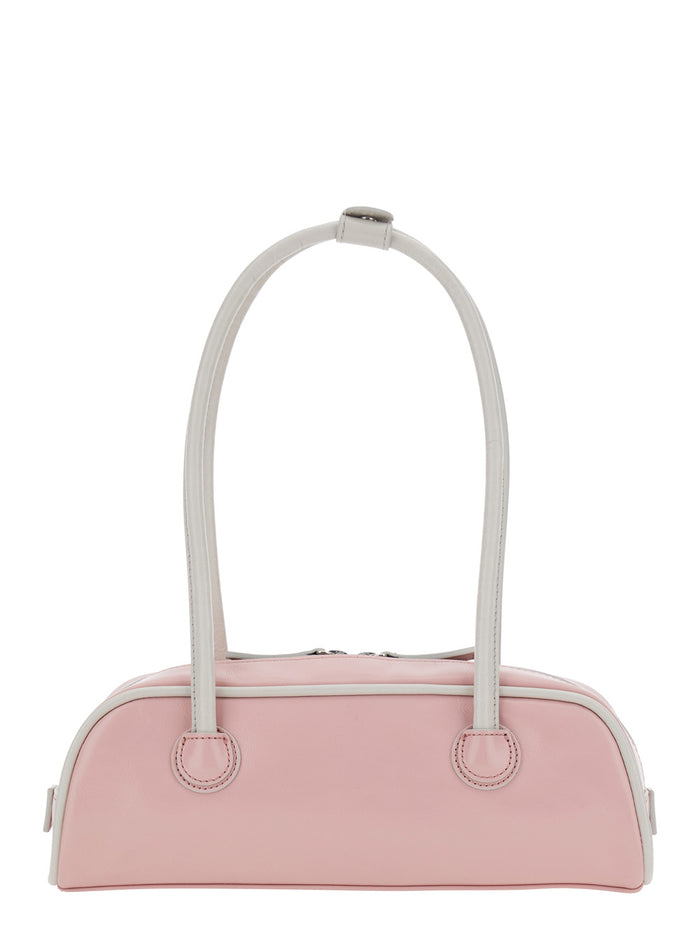 SOFT BAGUETTE MINI (PIPING) Pink Shoulder Bag in Leather Women Cow