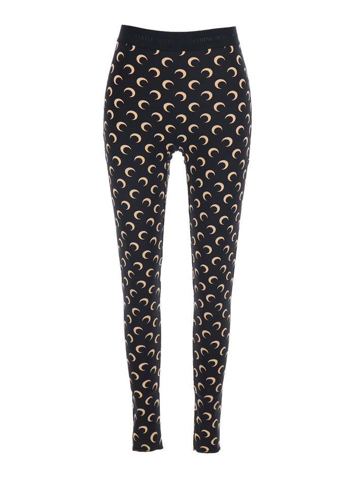 MOON PRINTED JERSEY LEGGING Black Technical Print Pants Women Polyamide Elastane Trousers