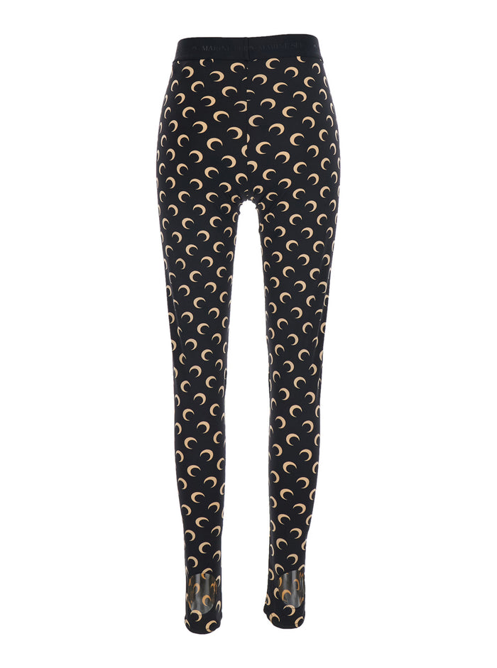MOON PRINTED JERSEY LEGGING Black Technical Print Pants Women Polyamide Elastane Trousers