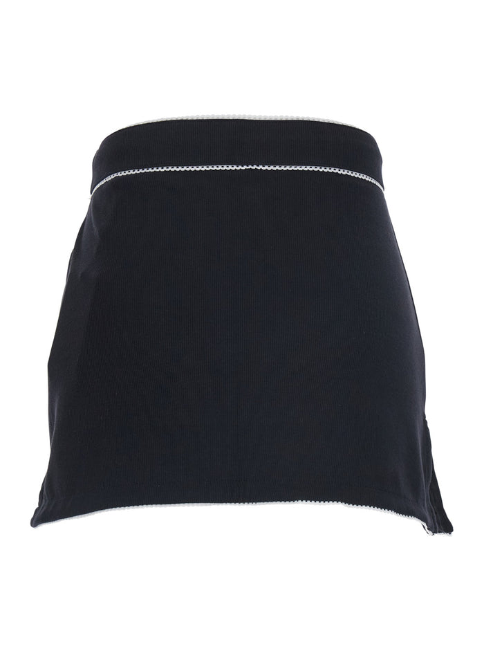 Dress CUTE 70S MINI SKIRT Black with High Waist and Contrast Details in Cotton Women Elastane