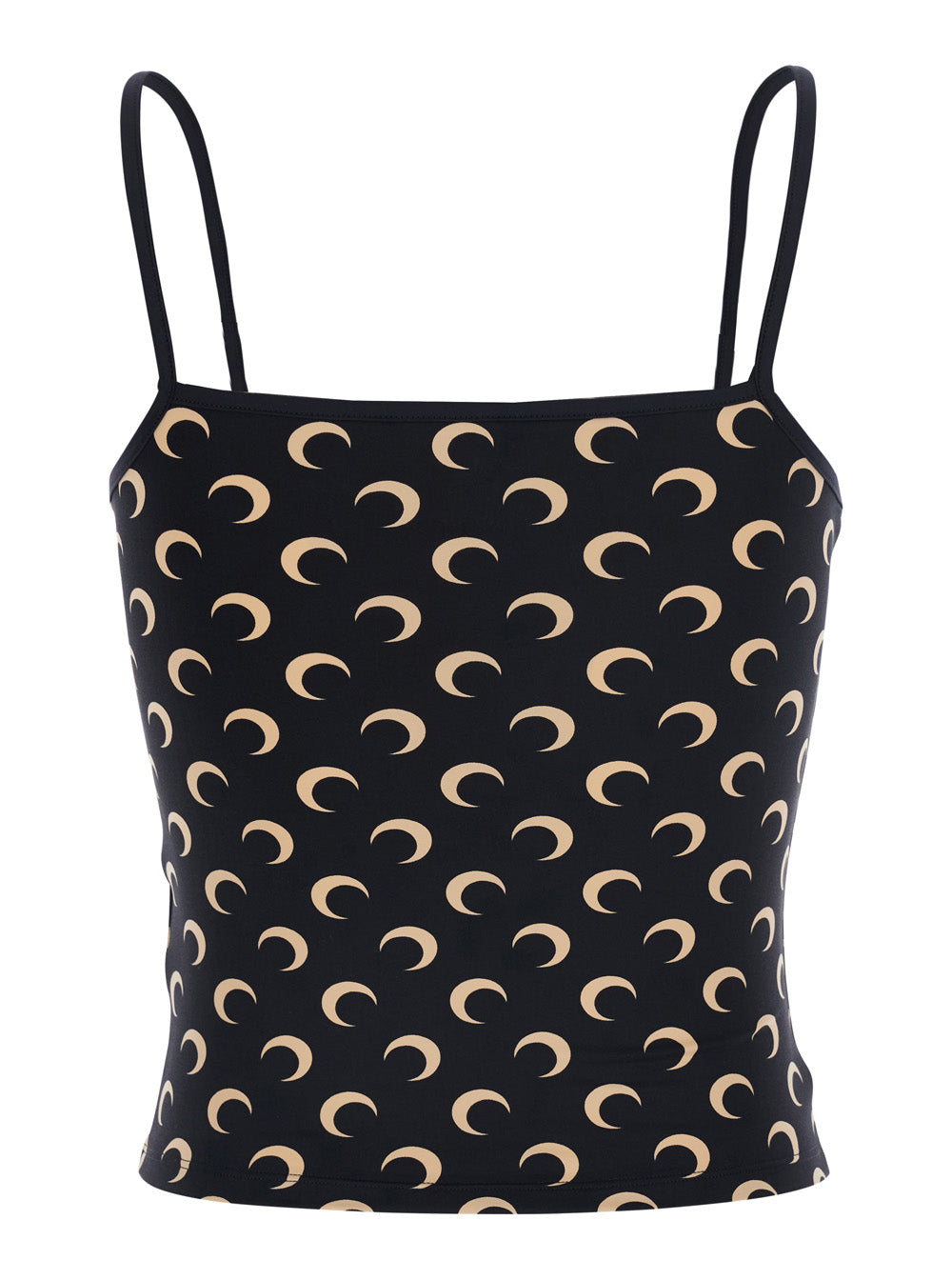 Top MOON PRINTED JERSEY STRAPS Black with Polyamide Elastane Tops