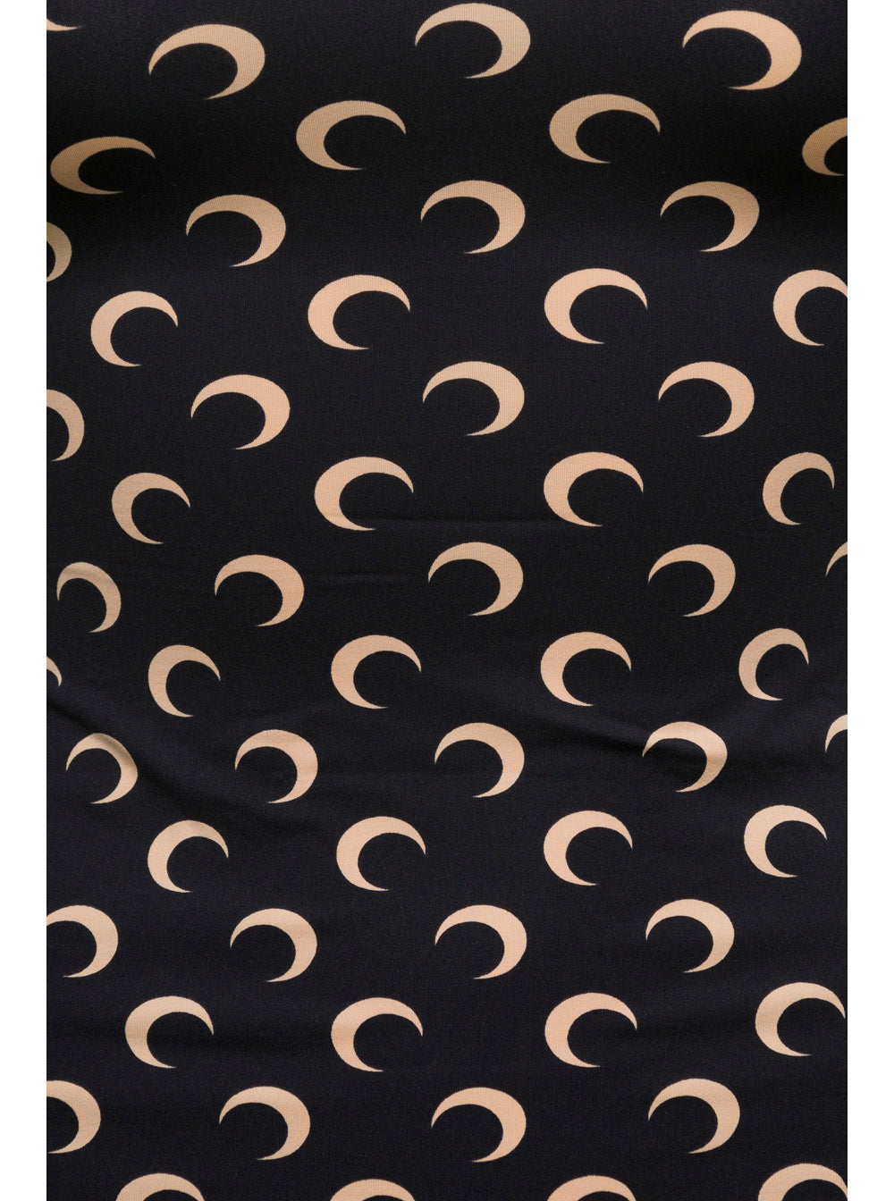 Black Crewneck T-Shirt with All-OVer Crescent Moon Print in Tech Fabric Stretch Woman Polyamide Elastane Tops