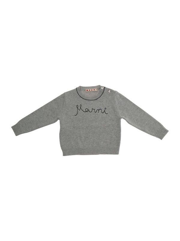 Crew Neck Sweater, Grey Cotton Tops