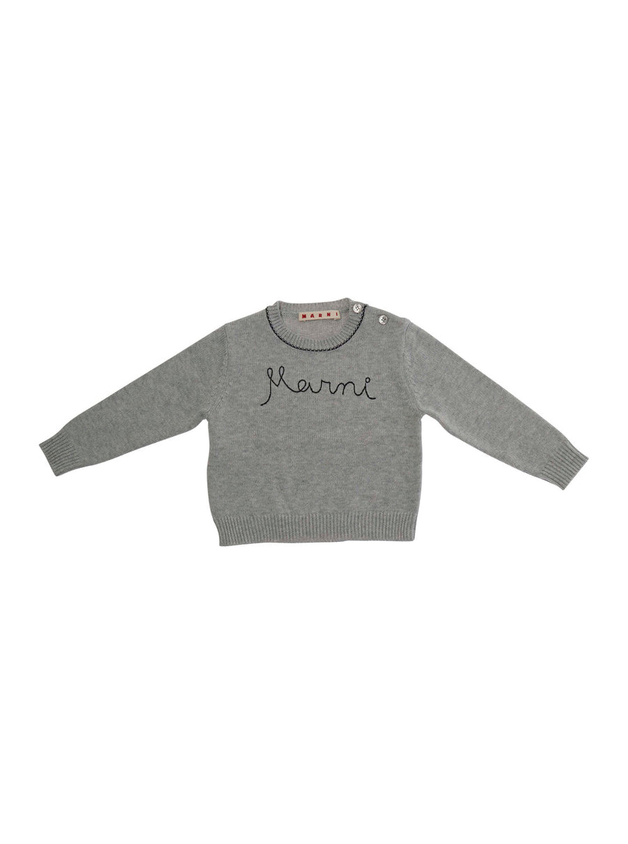 Crew Neck Sweater, Grey Cotton Tops