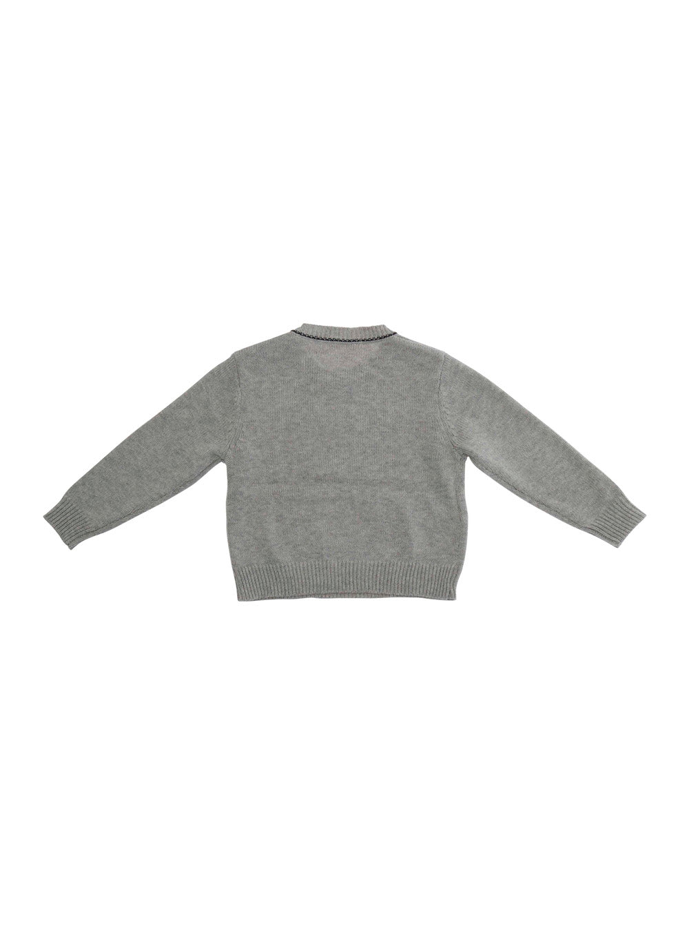 Crew Neck Sweater MARNI KIDS with Logo Lettering Embroidery on the Front in Baby Grey Cotton Jersey