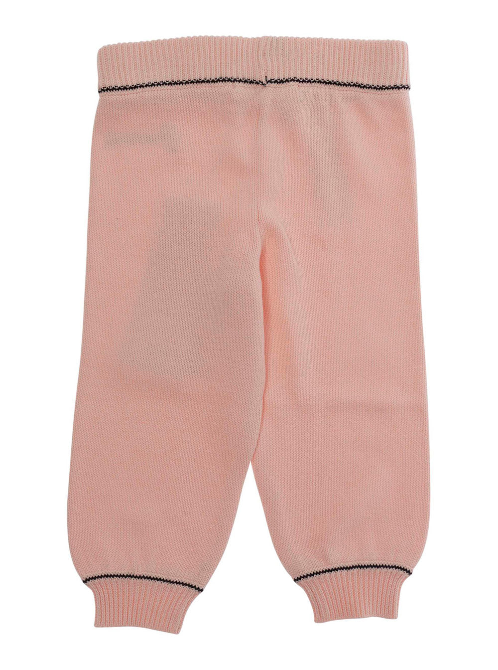 Pink Pants with Ribbed Waist and Hem Logo Lettering Embroidery on the Front in Cotton for Women Trousers