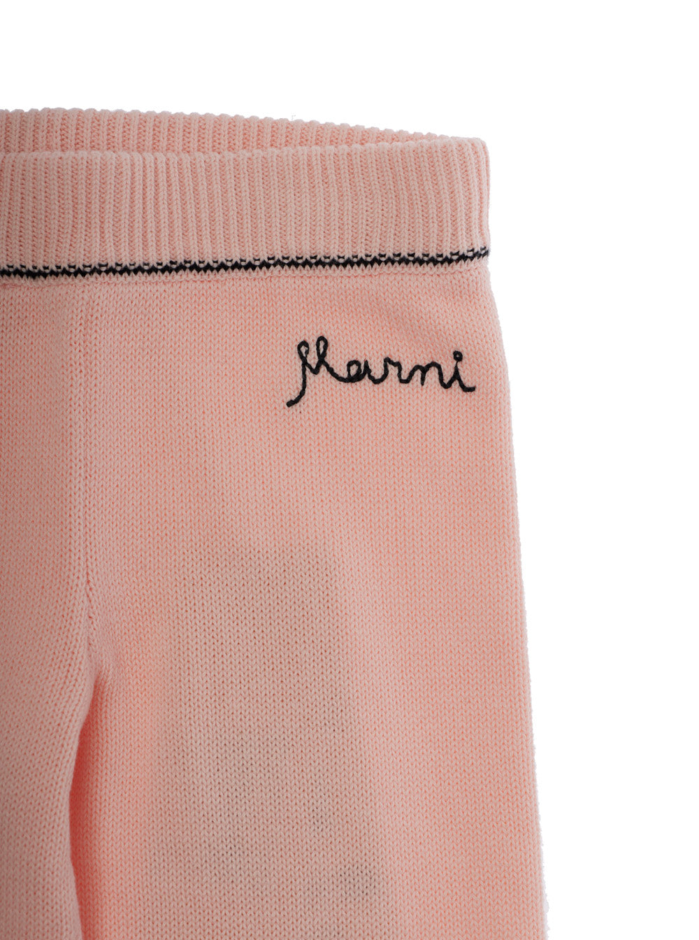 Pink Pants with Ribbed Waist and Hem Logo Lettering Embroidery on the Front in Cotton for Women Trousers