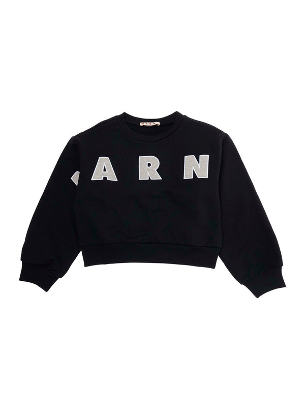 Crewneck Sweatshirt Black Cotton Hoods & Sweatshirts