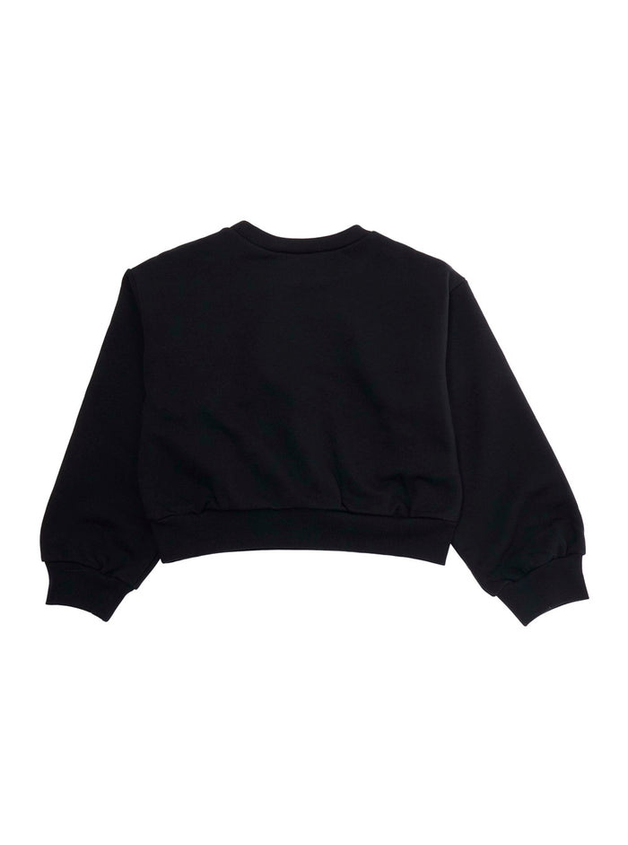 Crewneck Sweatshirt with Maxi Logo Lettering on the Front in Black Cotton for Girls Sweatshirts