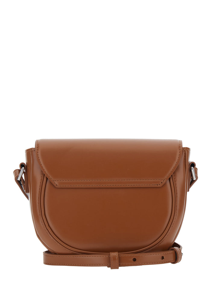 Smile Rown Crossbody Bag With Engraved Logo On Front Ecoleather Girl Brown Polyester