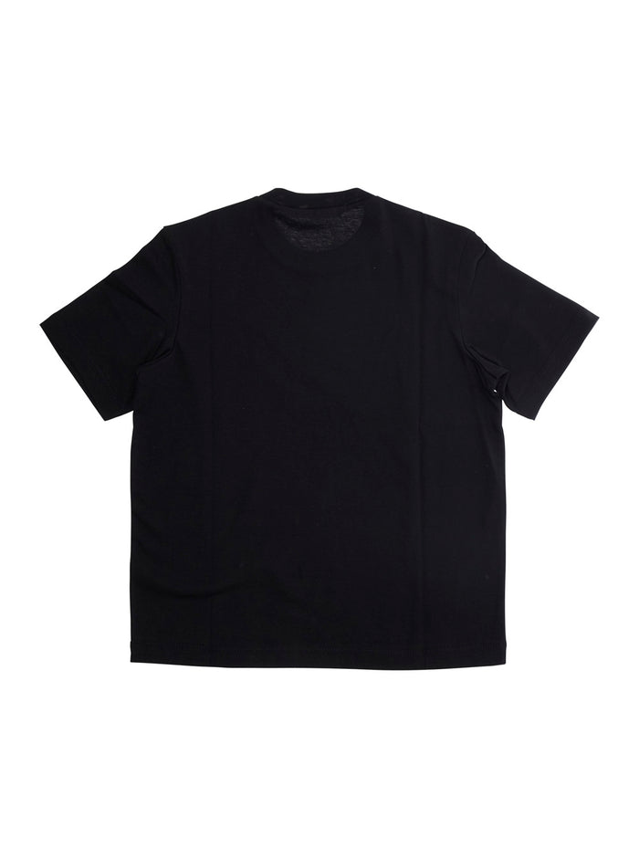 Crew Neck Black T-Shirt with Logo Print for Women Cotton Tshirts And Polo Shirts