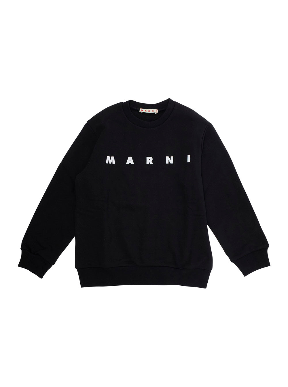 Black Cotton Crewneck Sweatshirt with Logo Lettering for Kids Sweatshirts