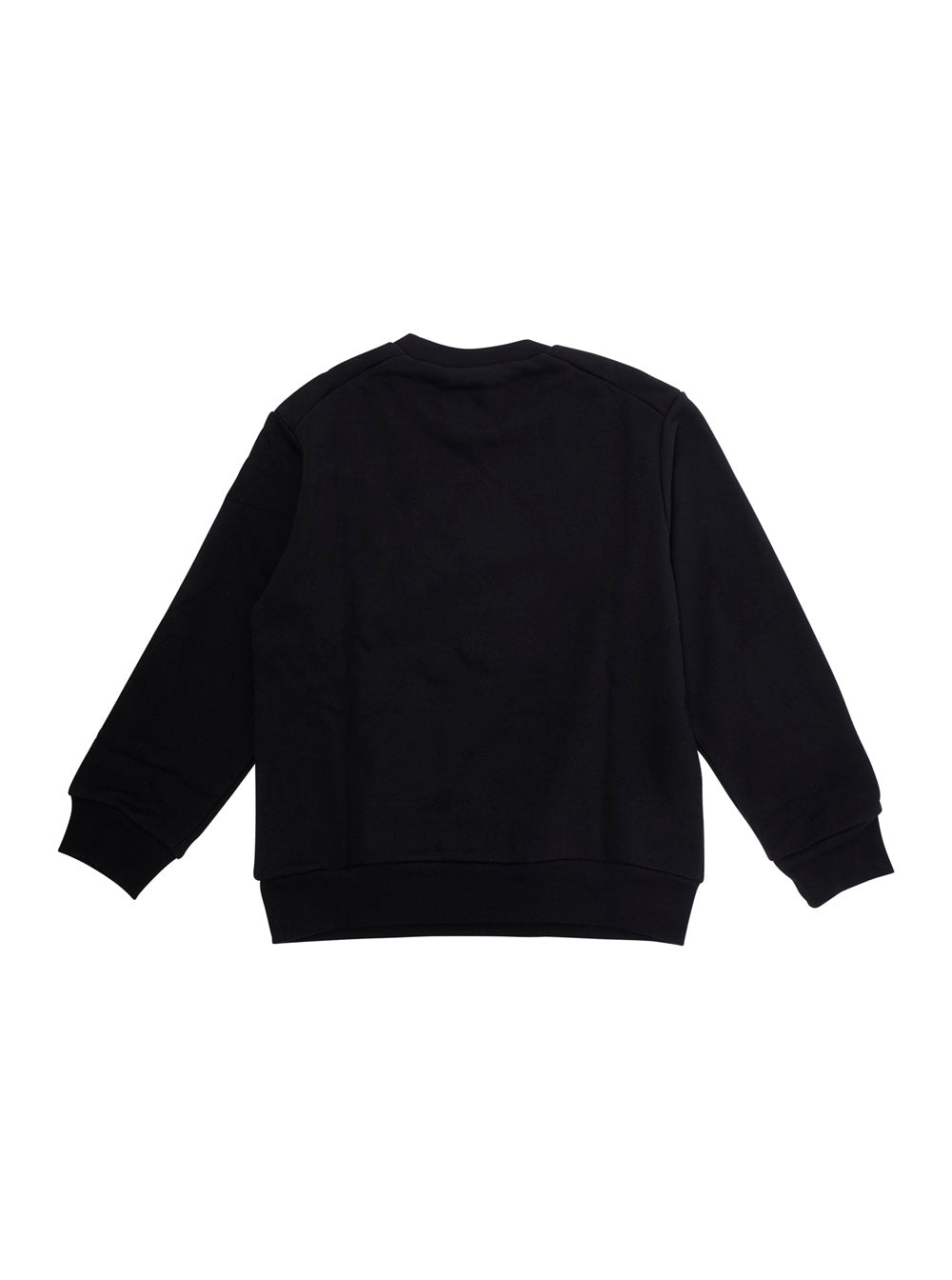 Black Cotton Crewneck Sweatshirt with Logo Lettering for Kids Sweatshirts