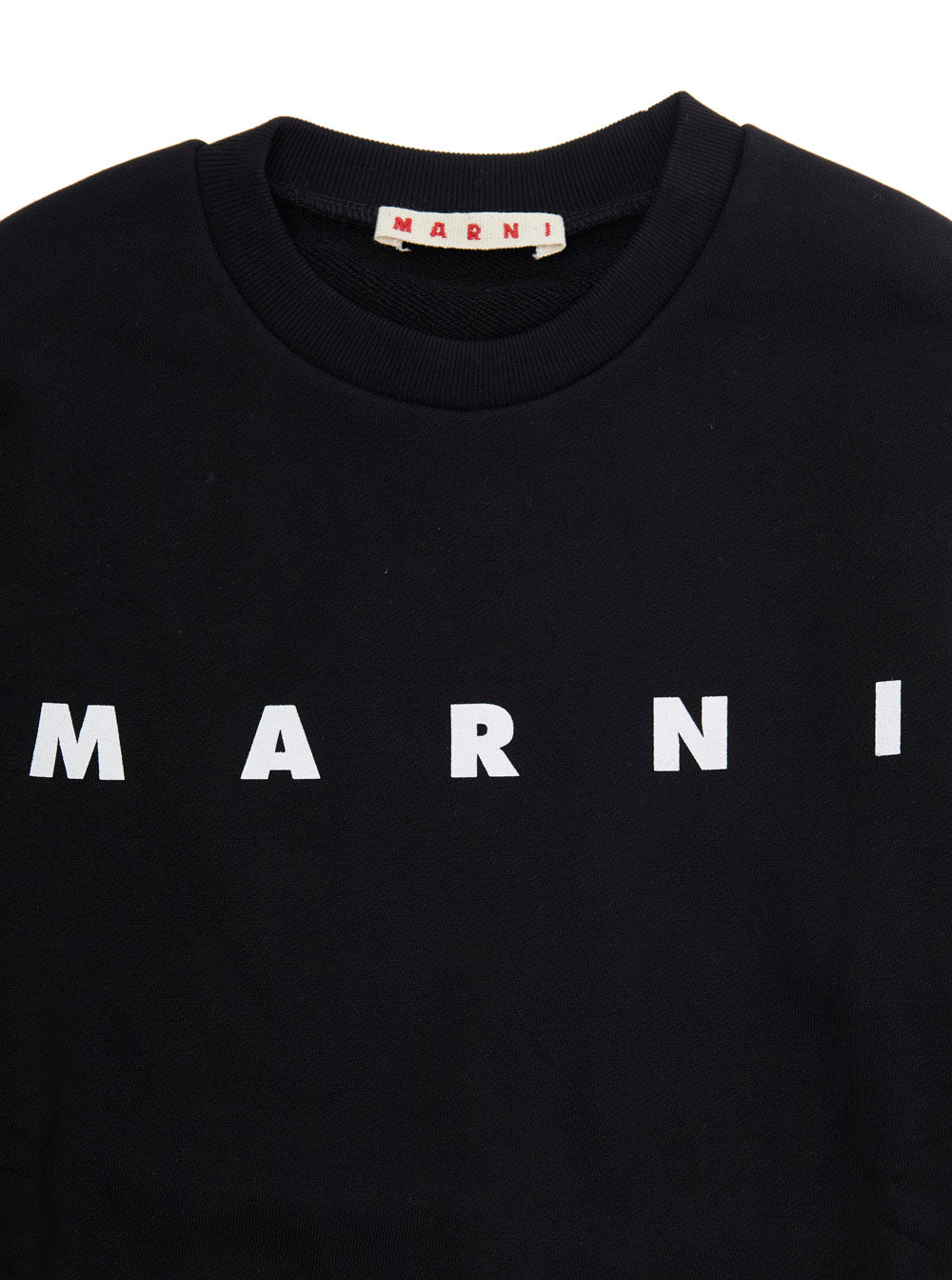 Black Cotton Crewneck Sweatshirt with Logo Lettering for Kids Sweatshirts
