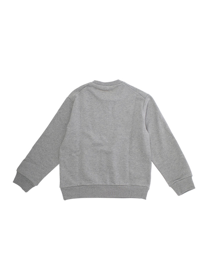 Gray Cotton Crewneck Sweatshirt with Logo Lettering for Kids Grey Sweatshirts