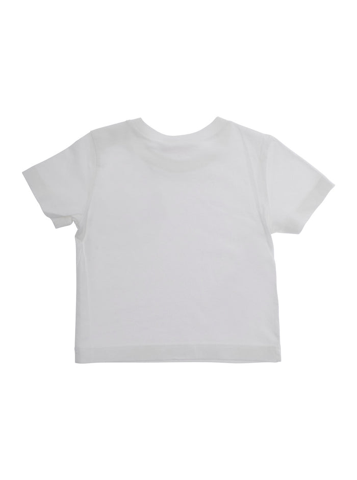 White T-Shirt with Embroidered Logo Lettering on the Front in Baby Cotton Tshirts And Polo Shirts